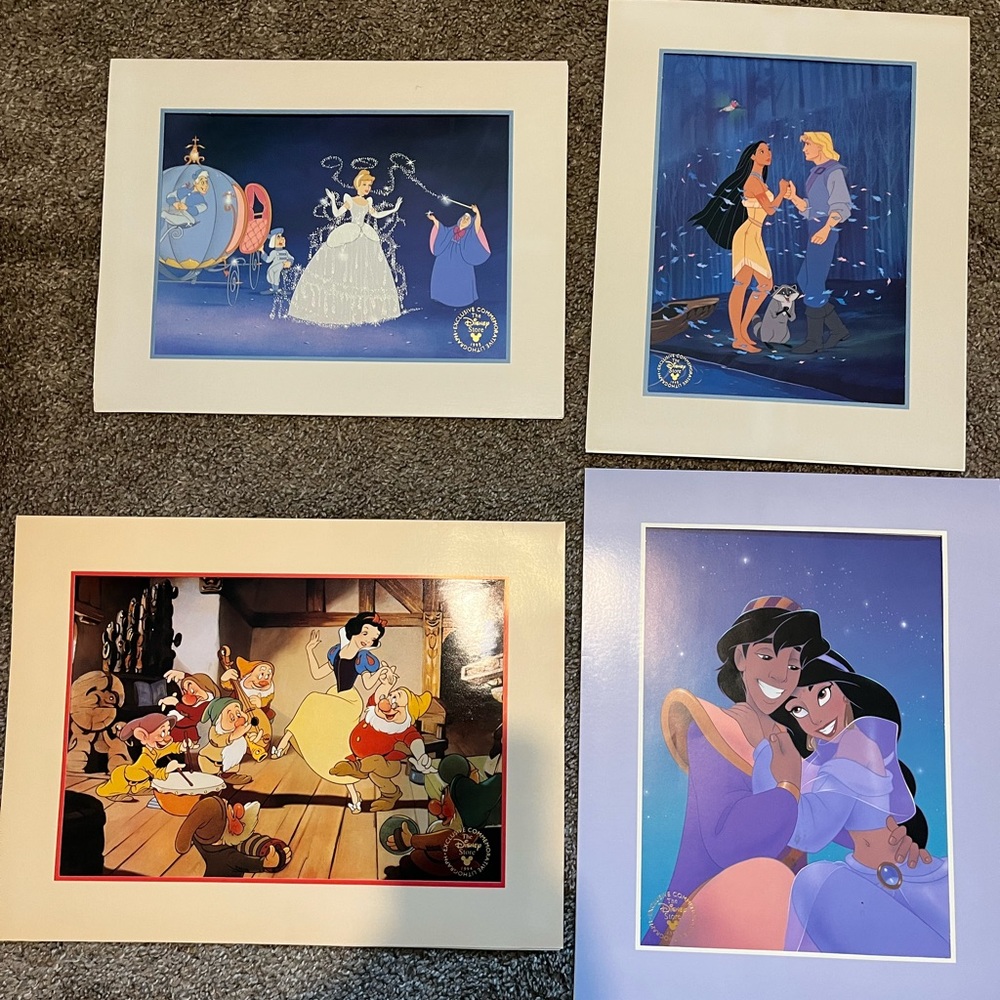 Vintage Disney lithographs 1993-1995-4 in set